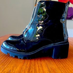Patent Lug Sole Boots